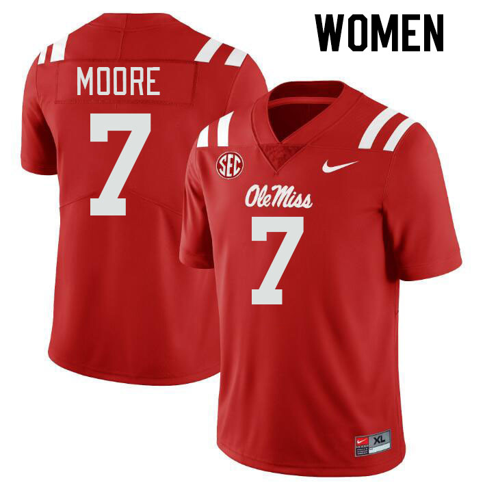 Women #7 Louis Moore Ole Miss Rebels College Football Jerseys Stitched-Red